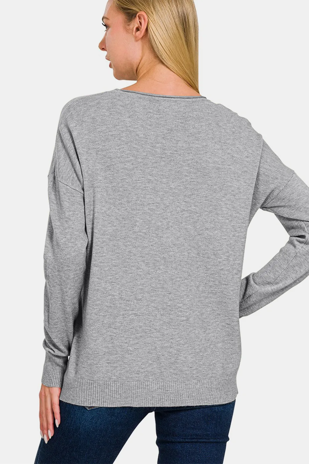 Front Seam Round Neck Sweater, image 2