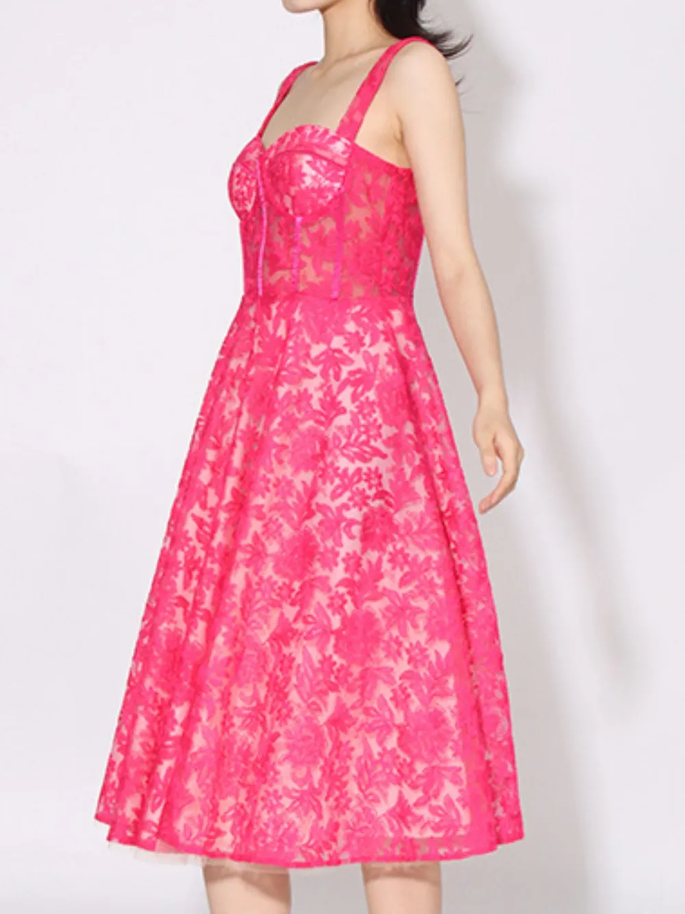 Lace Sweetheart Neck Cami Dress, image 2