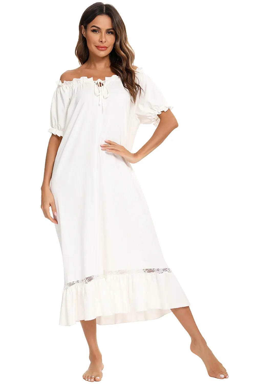 Lace Detail Short Sleeve Lounge Dress, image 18
