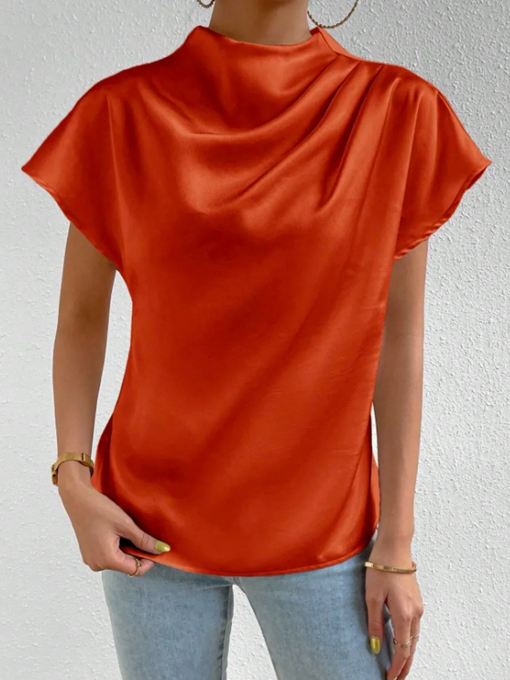 Mock Neck Short Sleeve Blouse, image 19