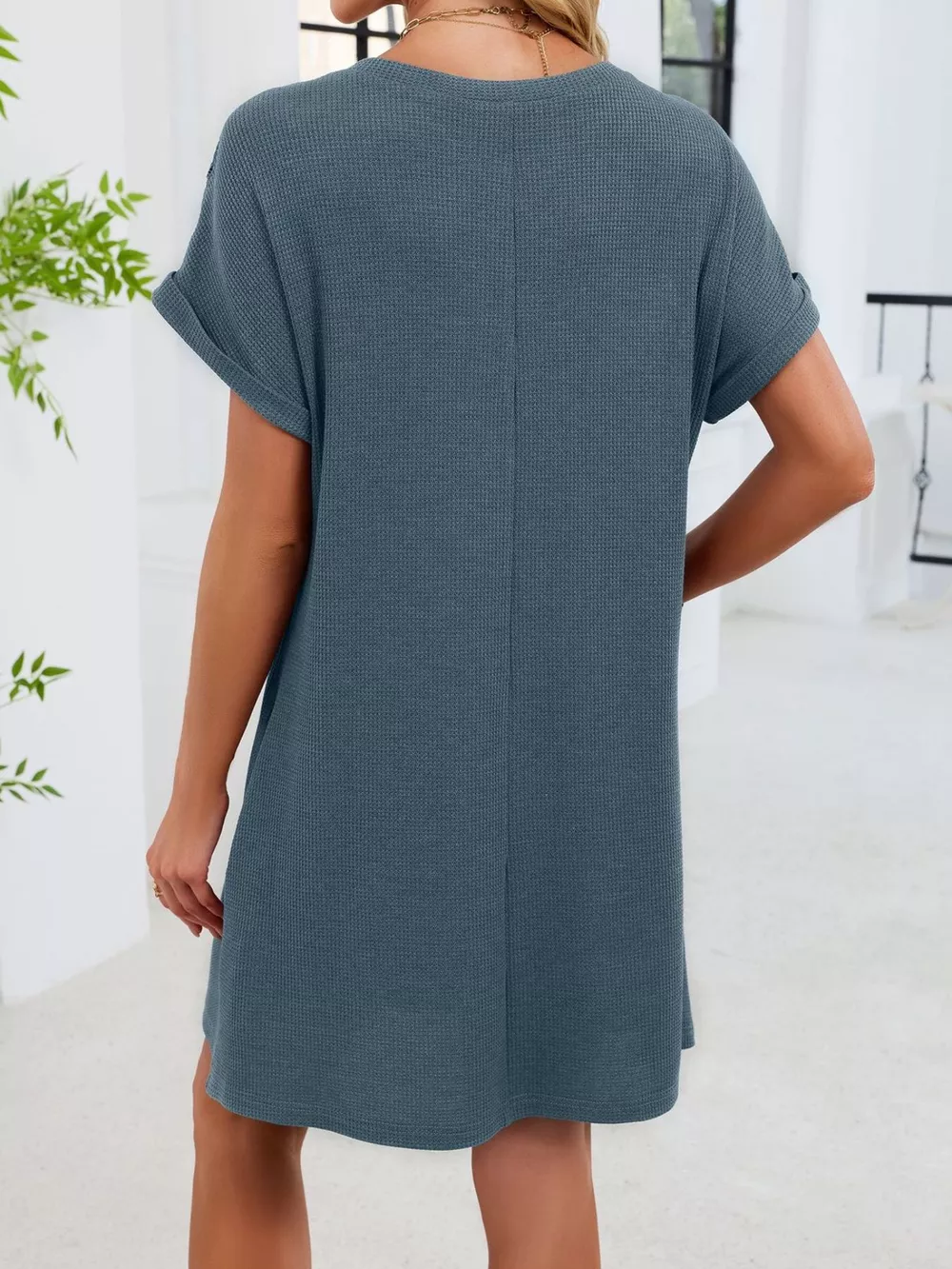 Lace Round Neck Short Sleeve T-Shirt Dress, image 17