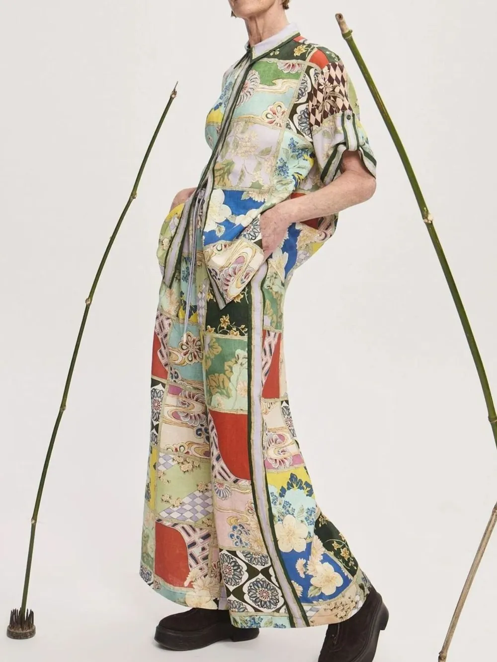 Printed Button Up Shirt and Pants Set, image 3