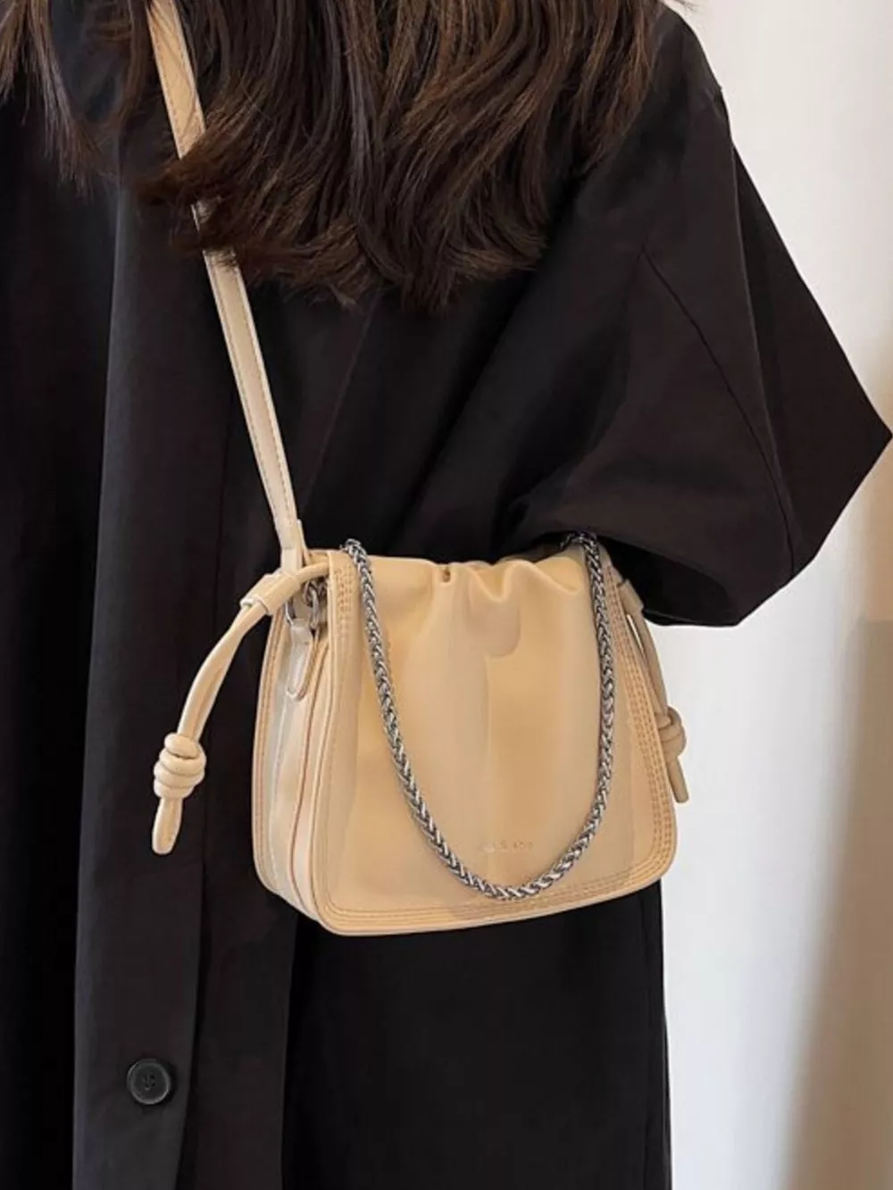 Drawstring Ruched Crossbody Bag, image 4