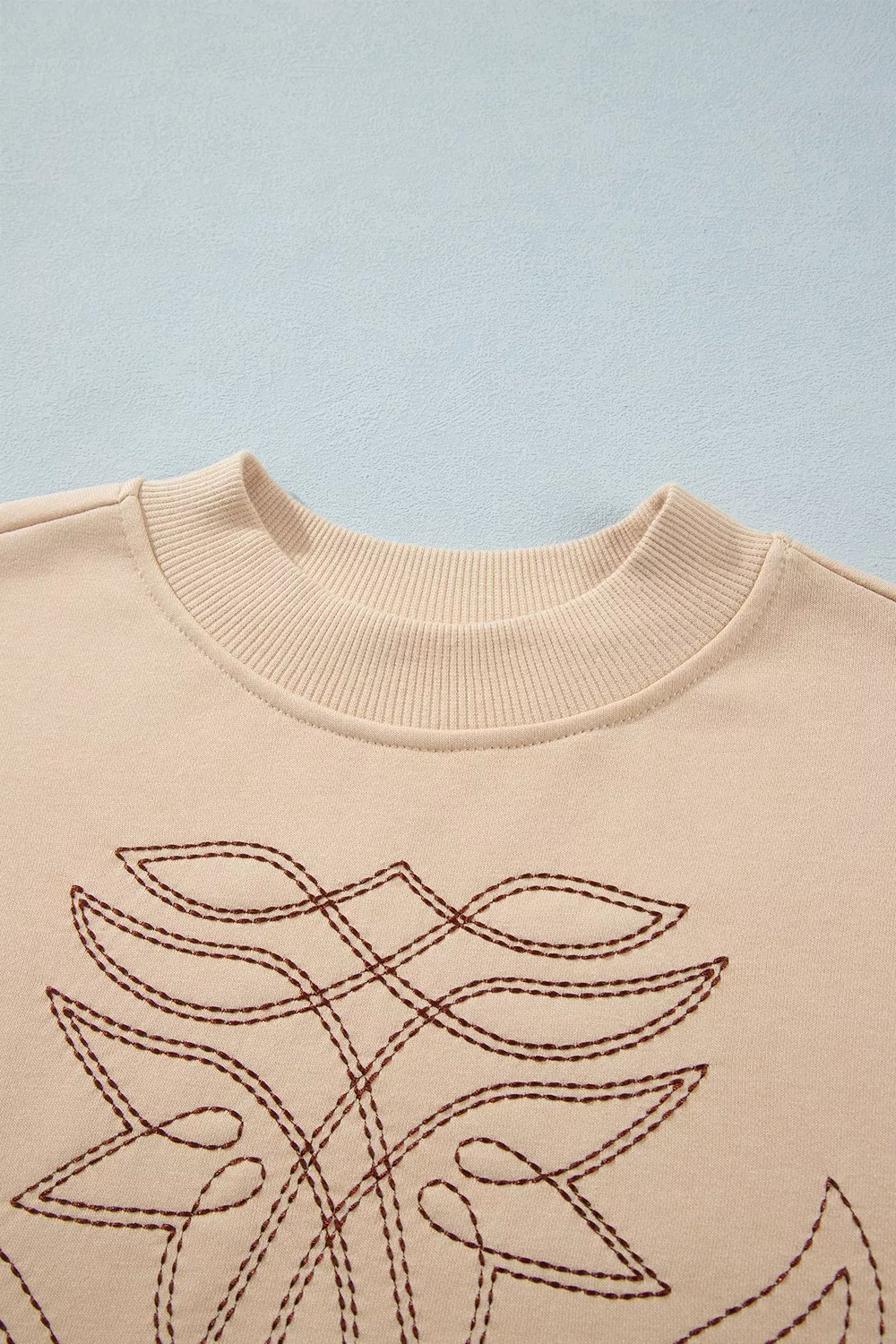 Western Embroidery Round Neck Pullover Long Sleeve Sweatshirt, image 6