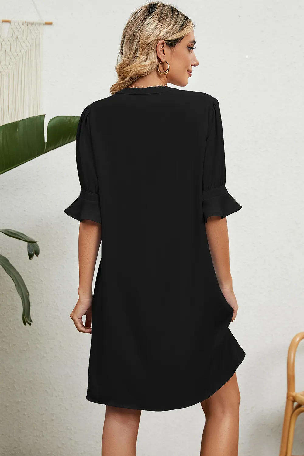 Notched Flounce Sleeve Mini Dress, image 12