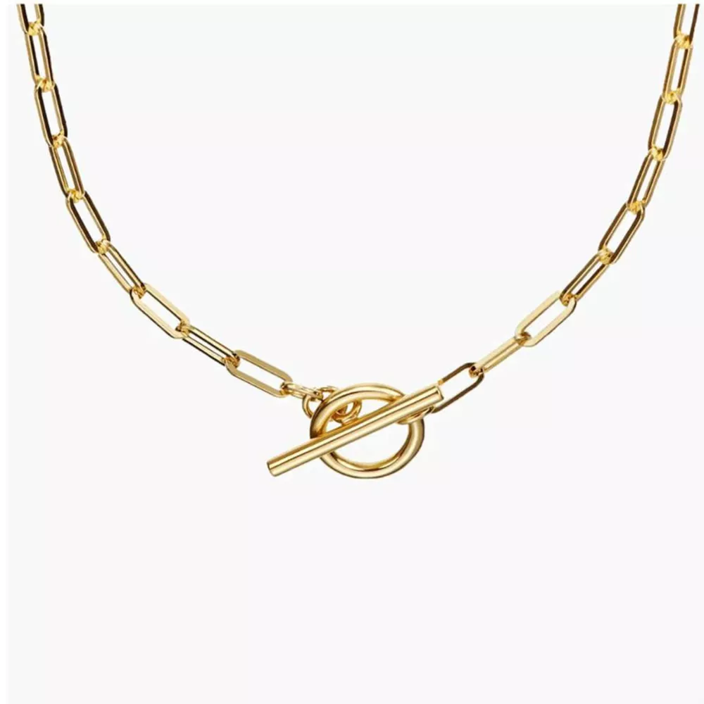 18K Gold-Plated Chain Link Toggle Clasp Necklace, image 7