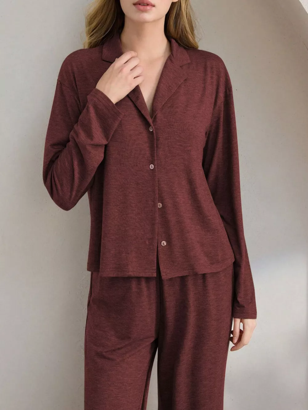 Button-Down Top and Wide-Leg Pants Lounge Set, image 13