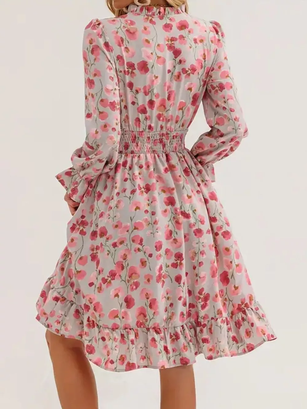 Floral Notched Flounce Sleeve Dress, image 15