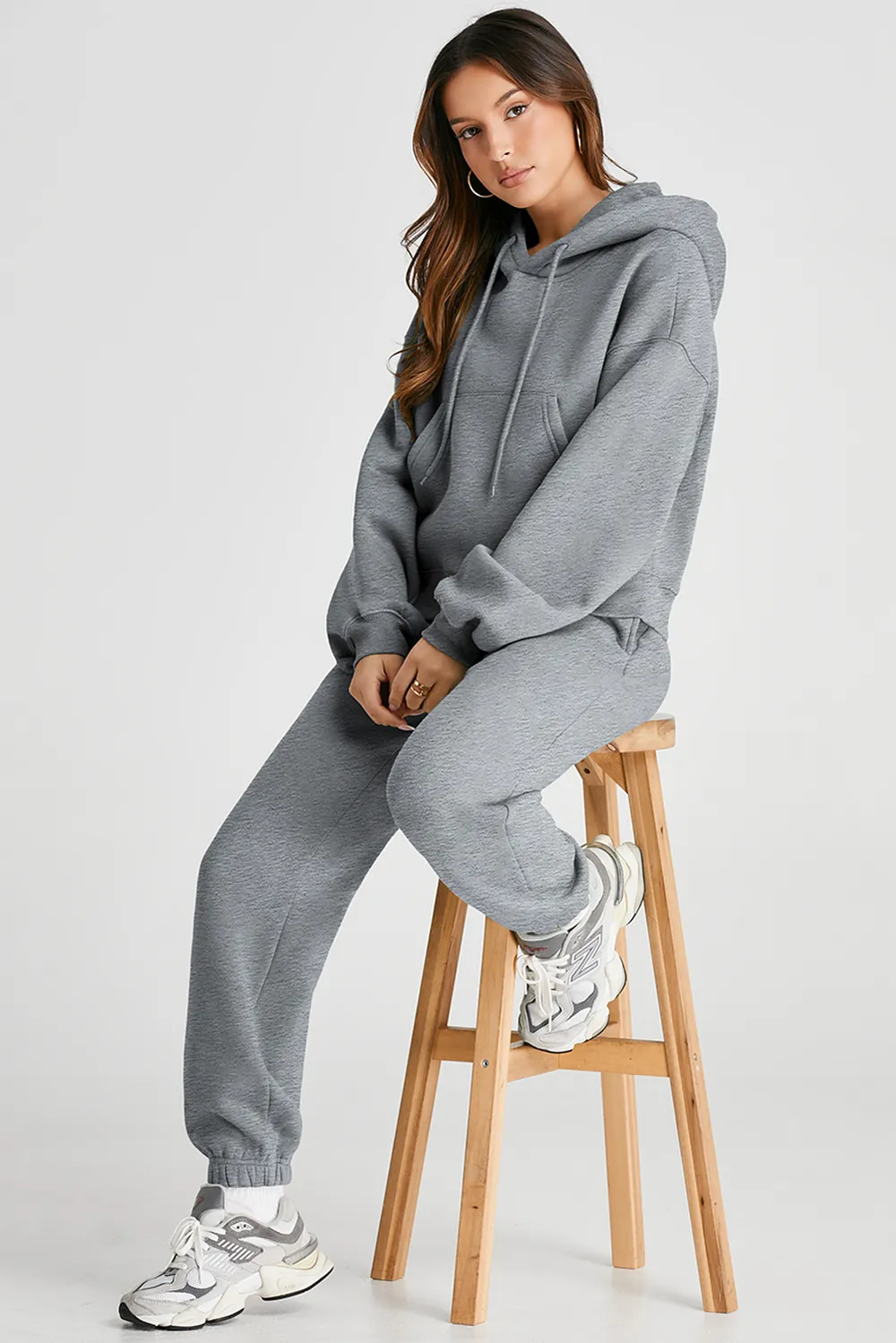 Dropped Shoulder Hooded Top and Pants Active Set, image 6
