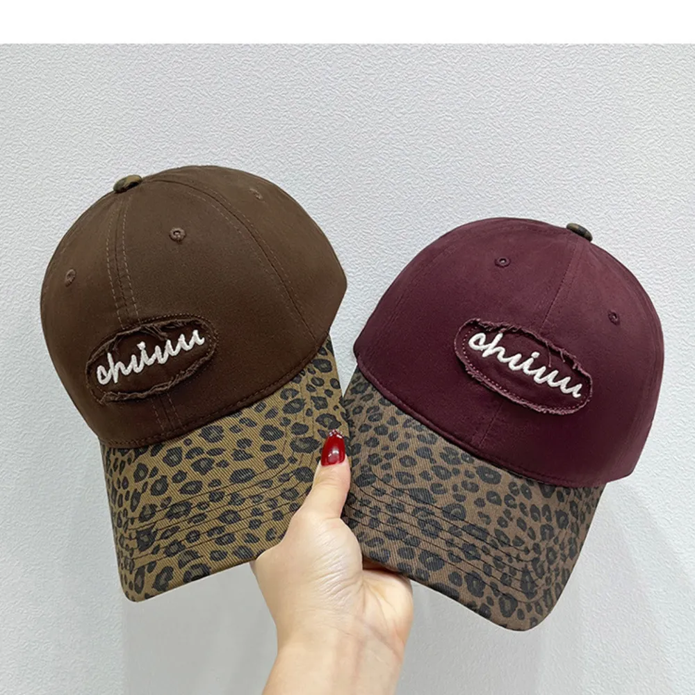 Leopard Print Baseball Cap with Embroidered Letter, image 10