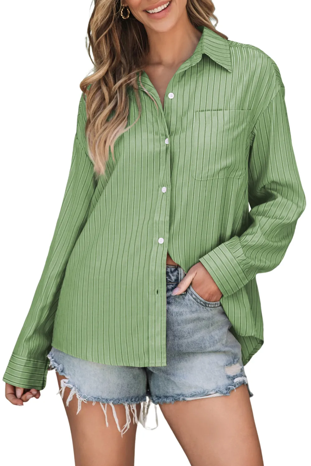 Striped Button Up Long Sleeve Shirt, image 21