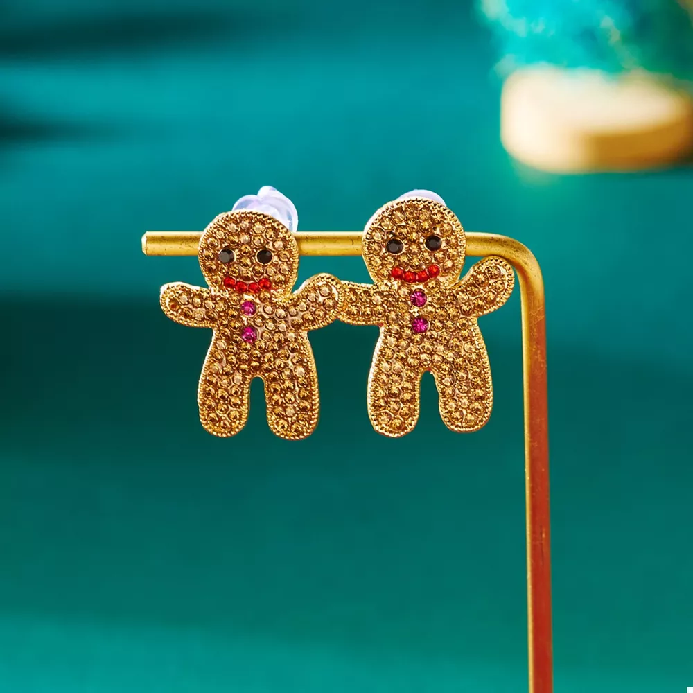 Alloy Gingerbread Man Stud Earrings, image 3