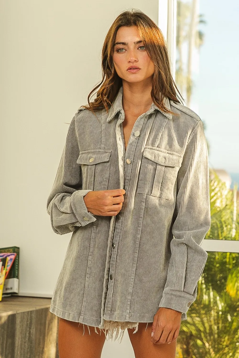 Button Up Corduroy Shacket, image 5
