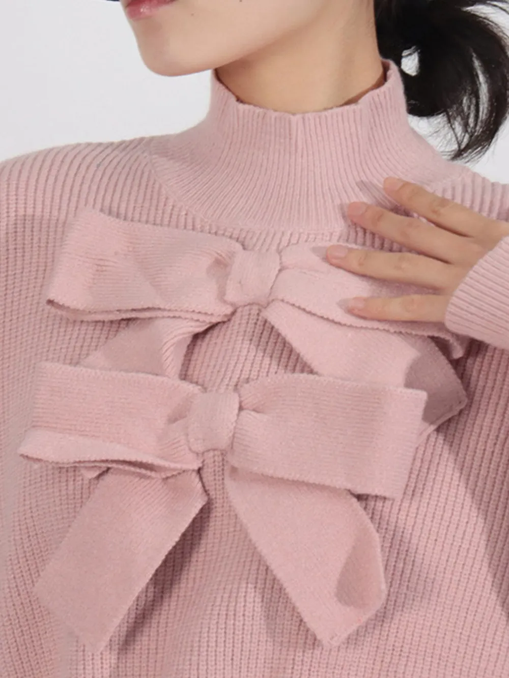 Bow Front Turtleneck Long Sleeve Sweater, image 6