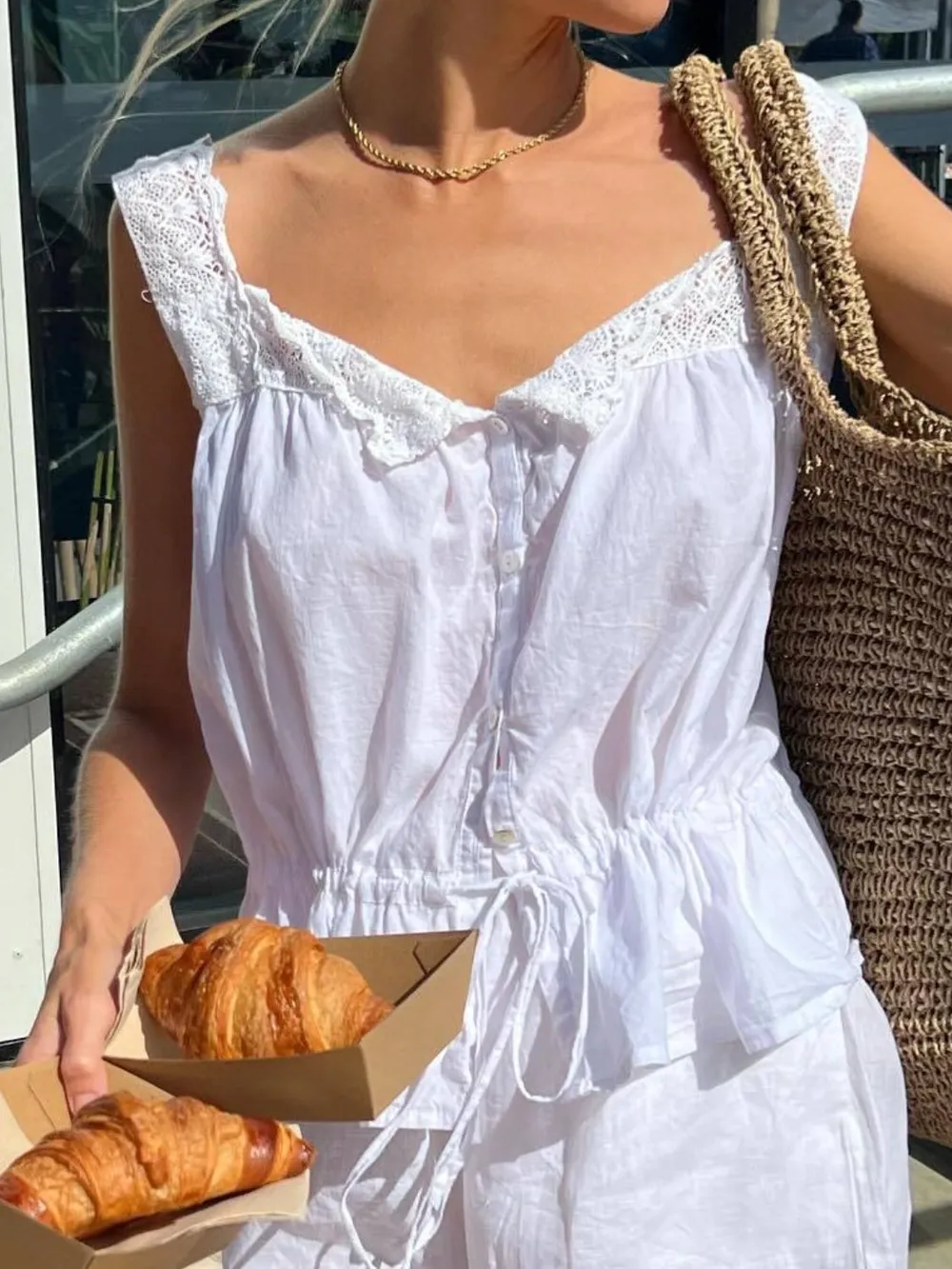 Lace Detail Drawstring Tank, image 6