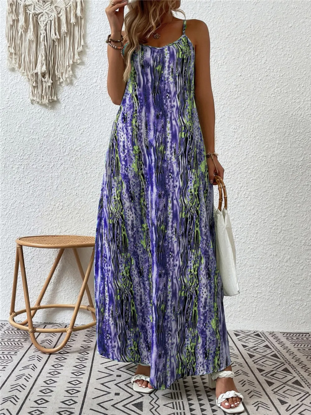 Full Size Printed Scoop Neck Maxi Cami Dress, image 10