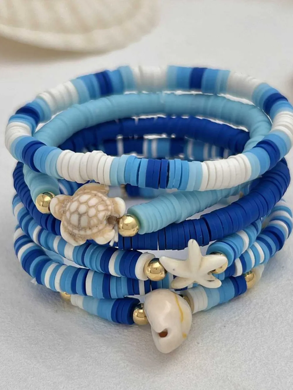 6-Piece Ceramic Beaded Shell Bracelet, image 4