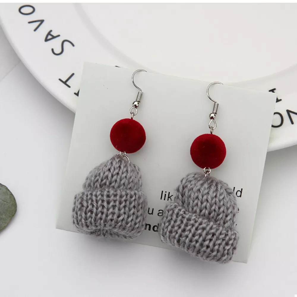 Christmas Knitted Beanie Earrings, image 4