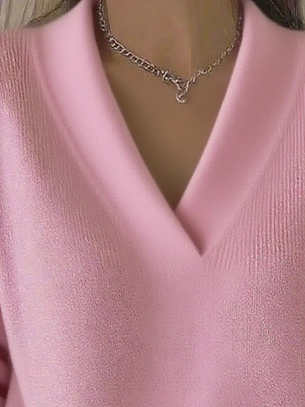 Full Size V-Neck Long Sleeve Sweater Plus Size, image 6