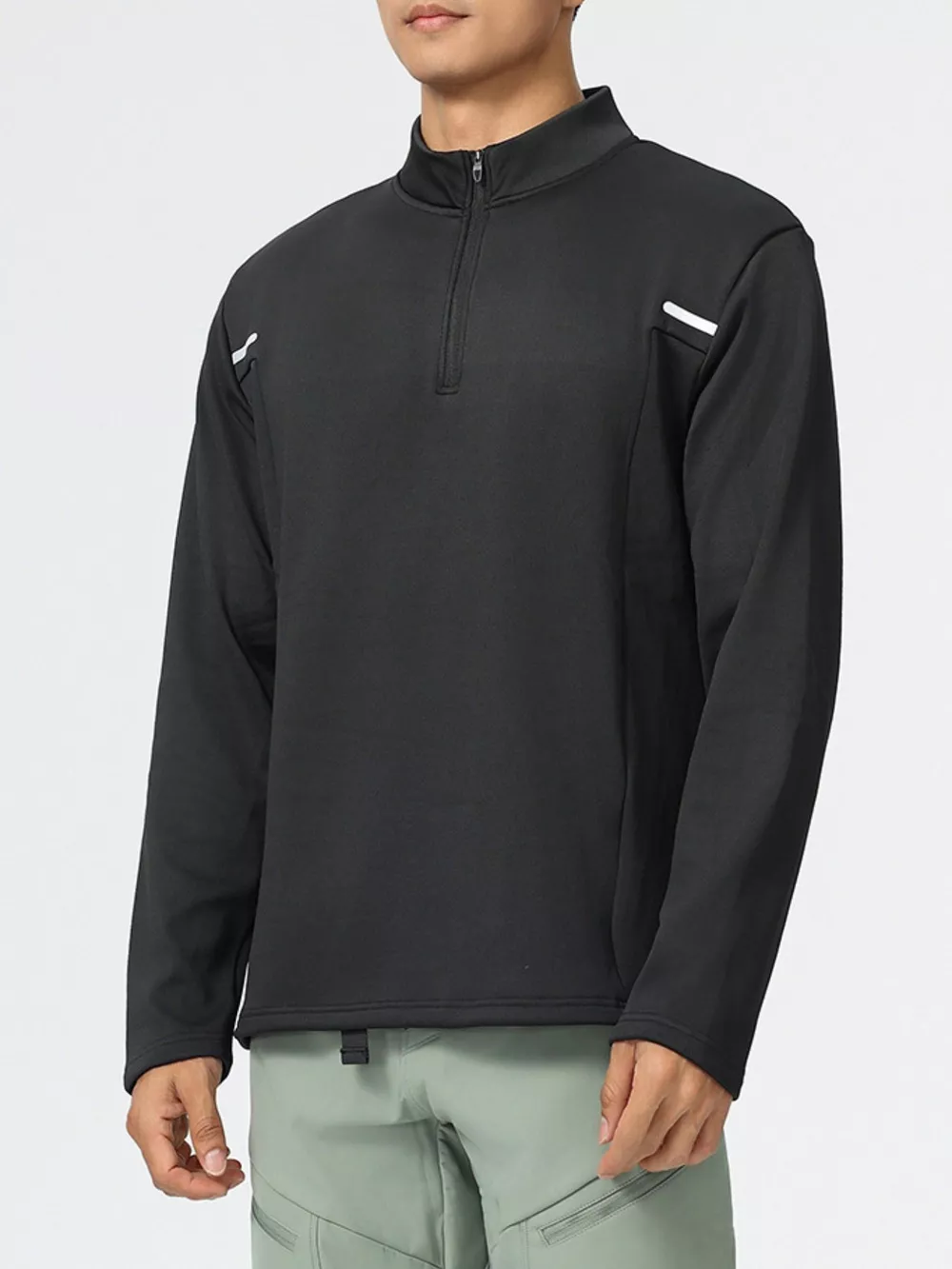 Men's Plus Size Half-Zip Long Sleeve Top, image 7