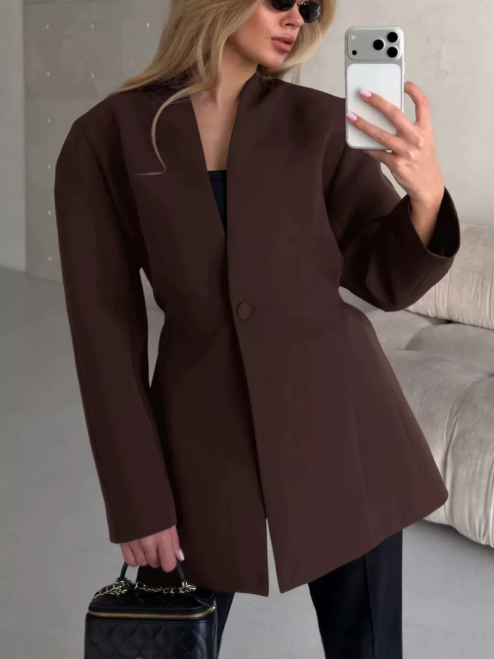 One Button Long Sleeve Blazer, image 9