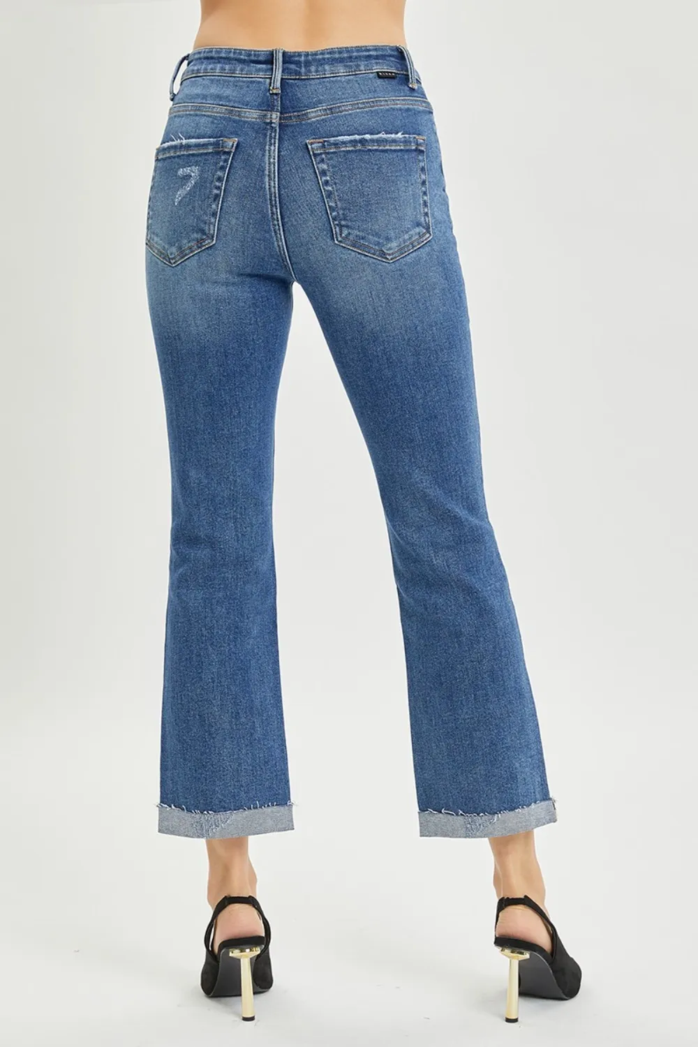 Full Size Button Fly Cropped Bootcut Jeans, image 2