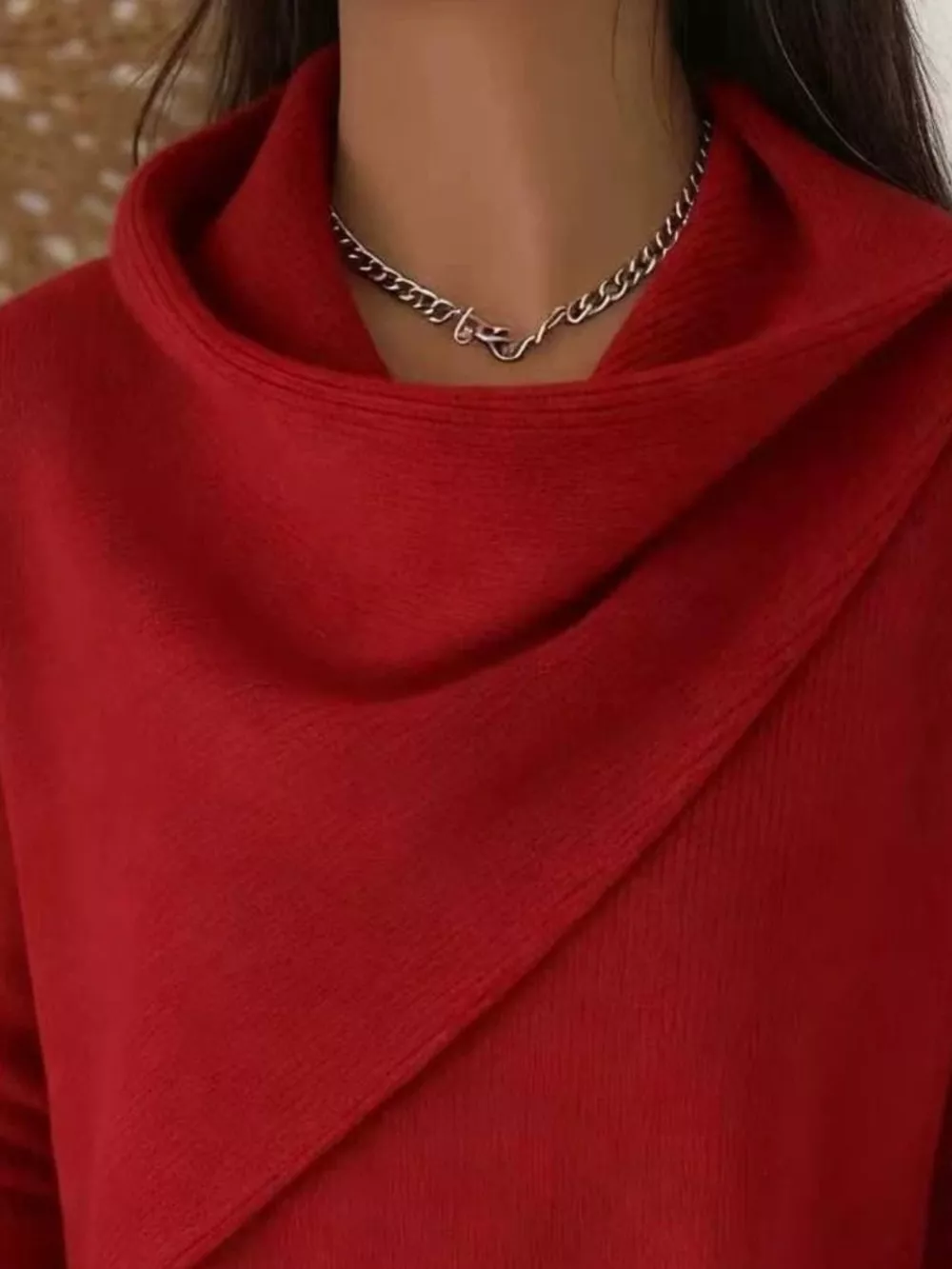 Full Size Solid Color Cowl Neck Sweater Plus Size, image 8