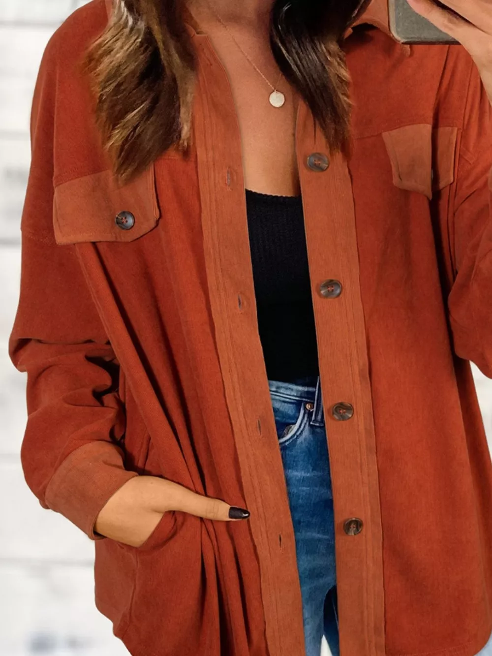 Casual Button-Down Shacket, image 3