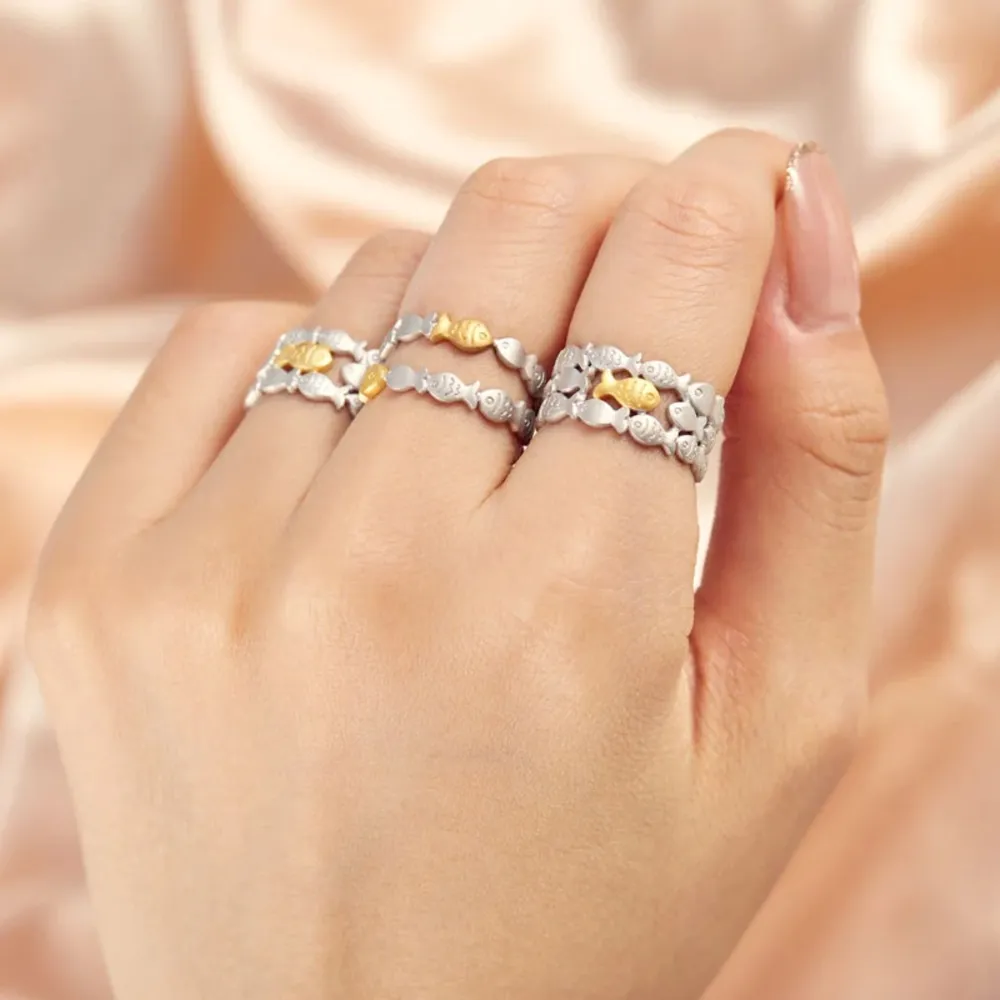 925 Sterling Silver Fish Open Ring, image 7
