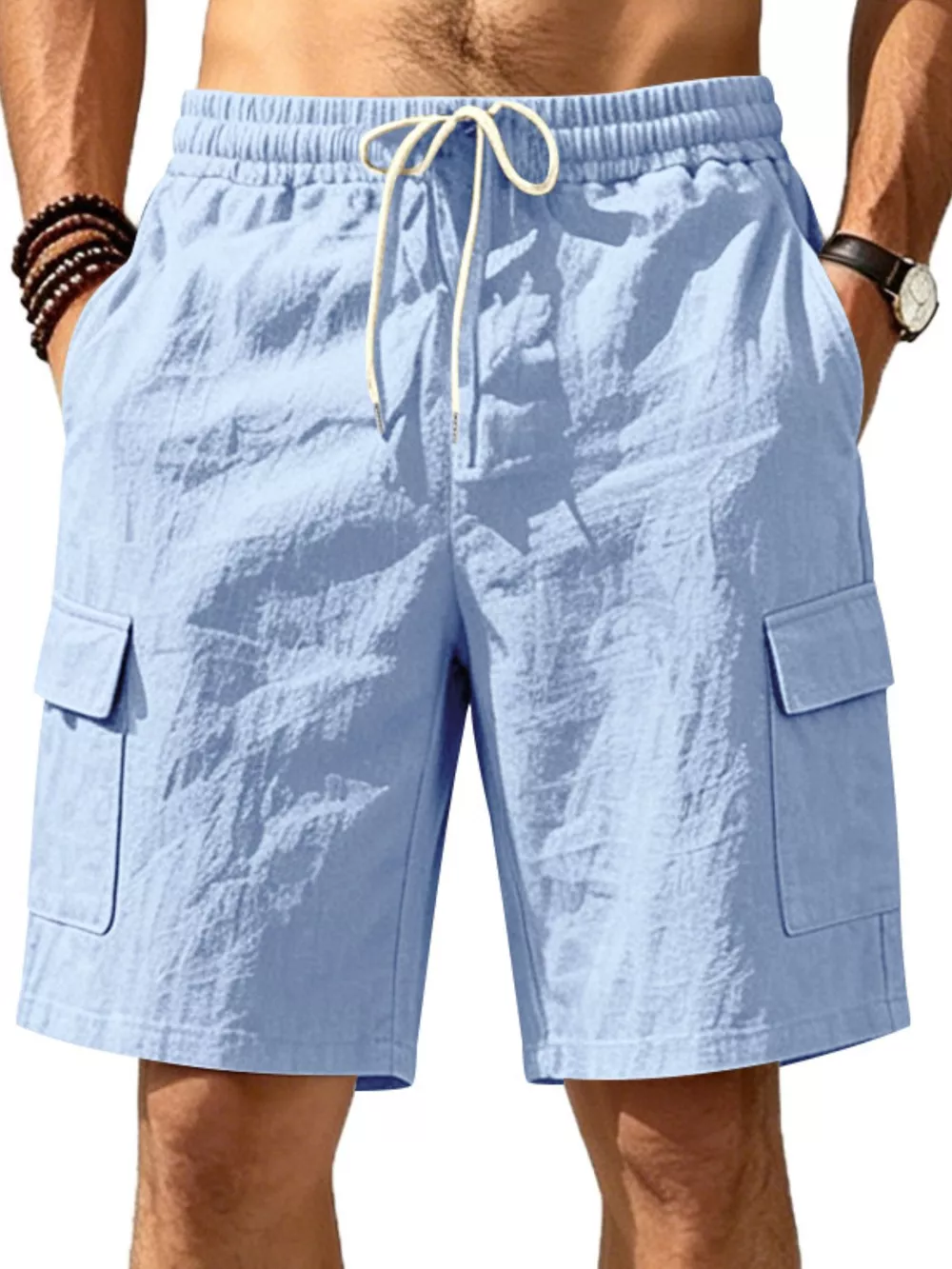 Men's Plus Size Casual Cargo Shorts with Drawstring Waist, image 9