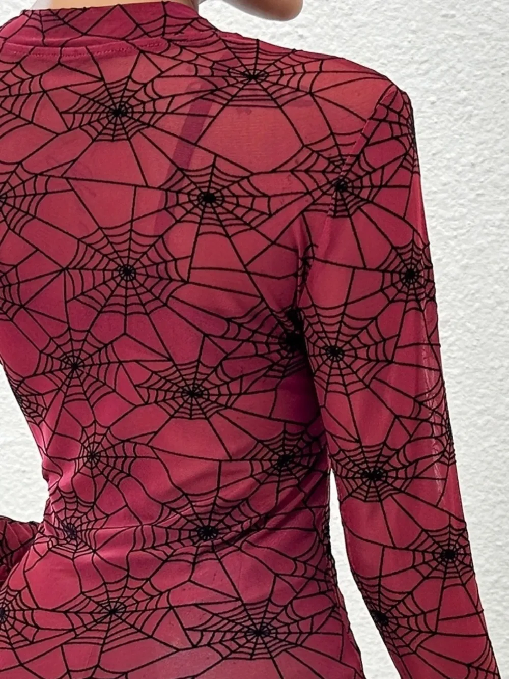 Spider Web Print Long Sleeve Blouse, image 2