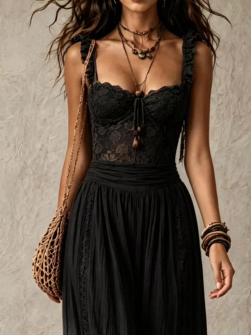 Boho Lace Corset Bodice Jumpsuit with Harem Pants, image 9