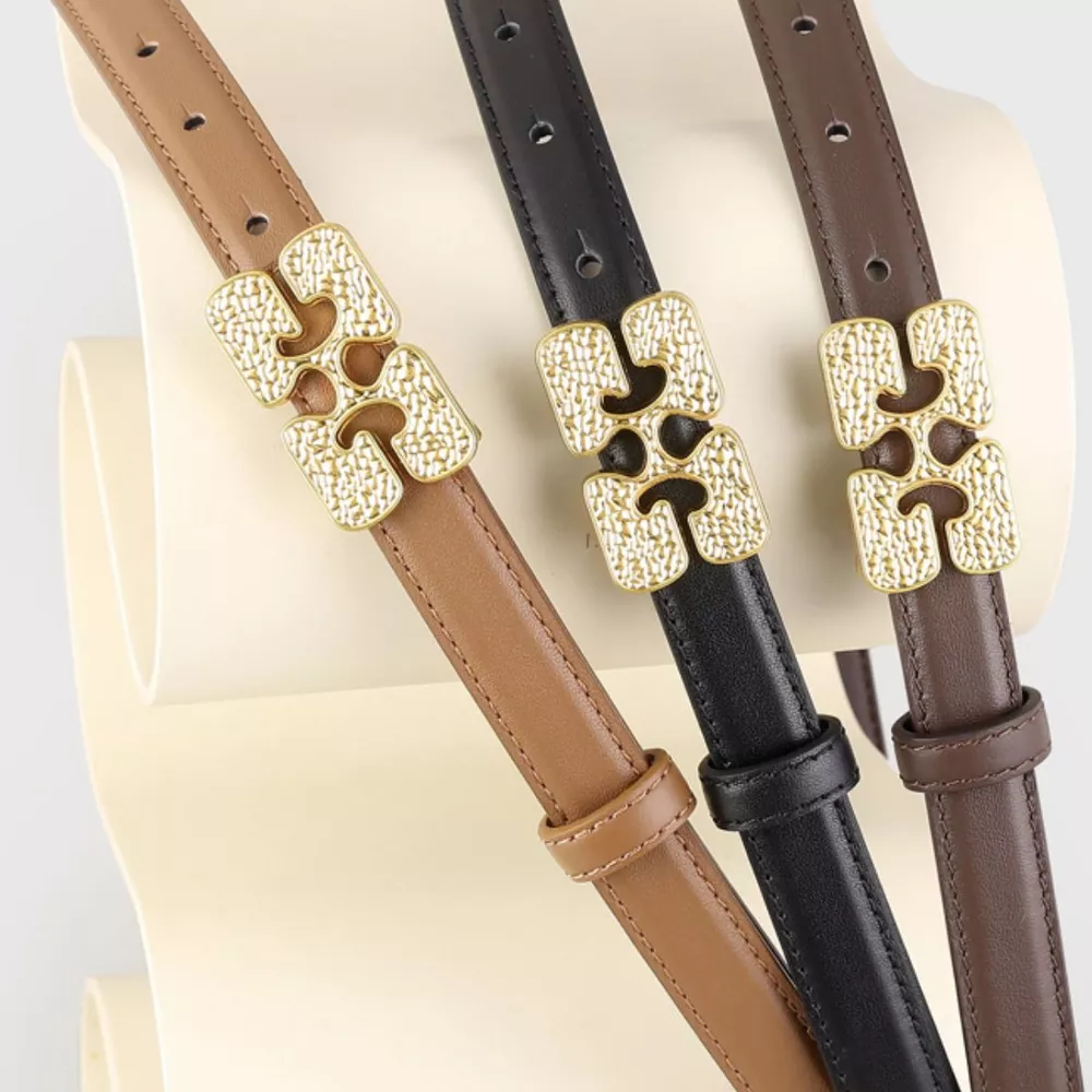 Gold Buckle Leather Belt, image 3