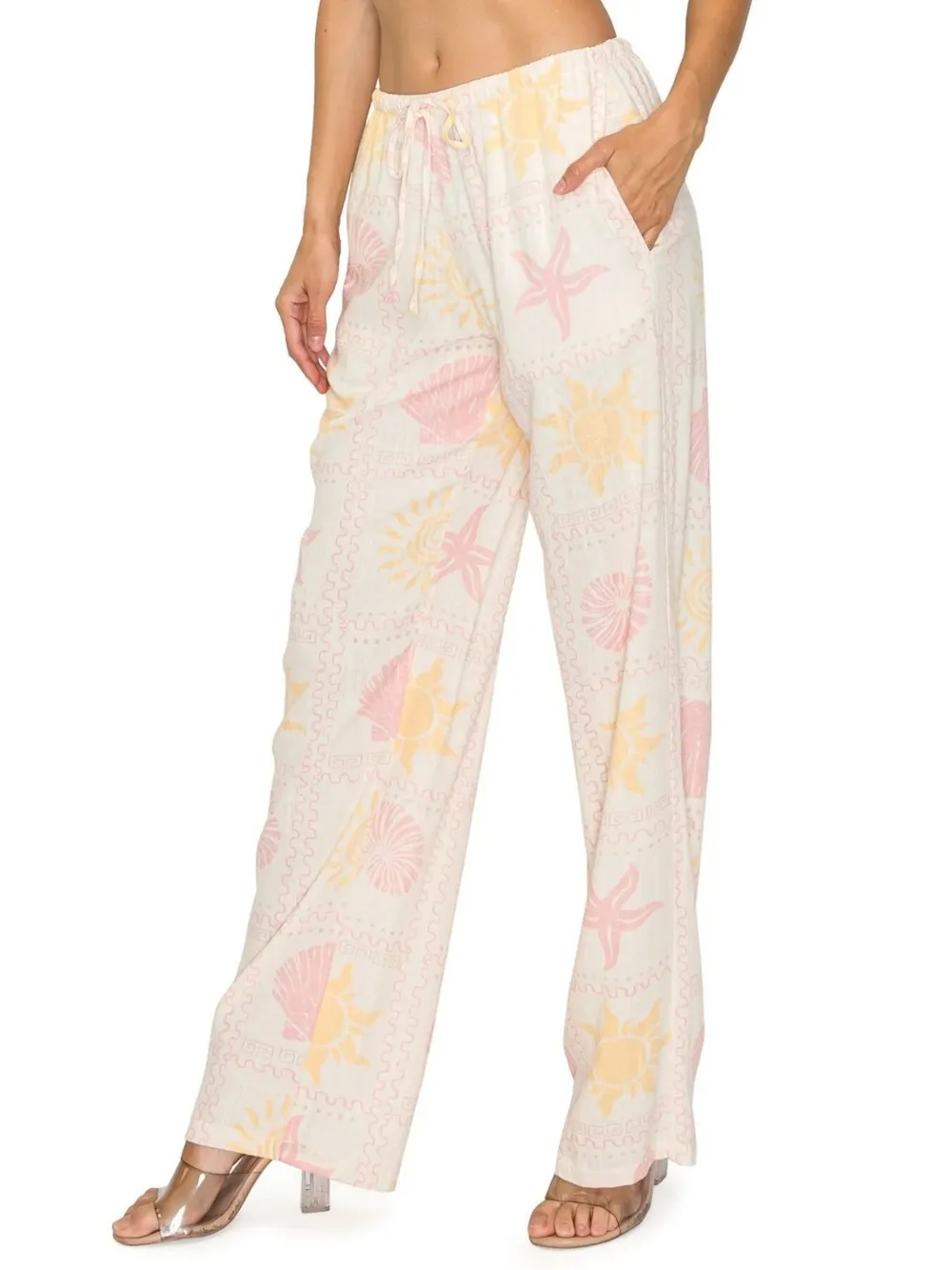 Printed Drawstring Straight Pants, image 4