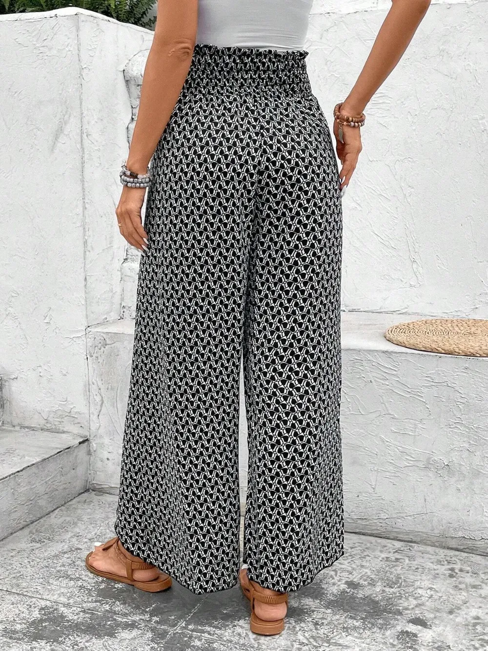 Tied Printed Wide Leg Pants, image 13