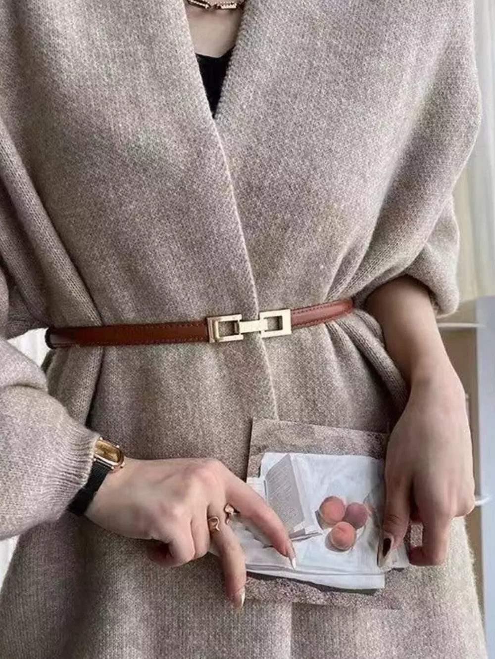 Skinny Belt with Golden Buckle, image 6
