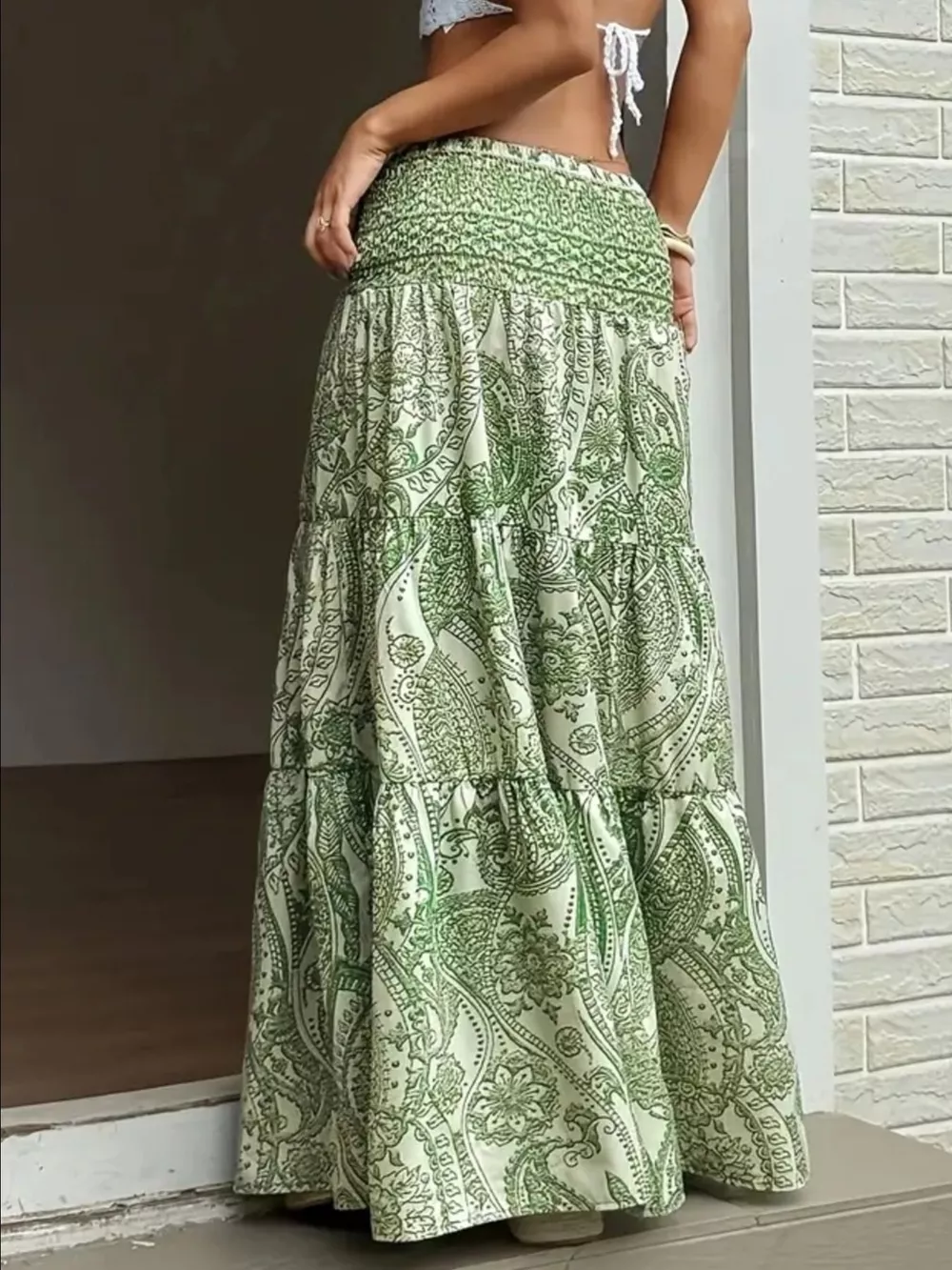 Paisley Print Maxi Skirt, image 9