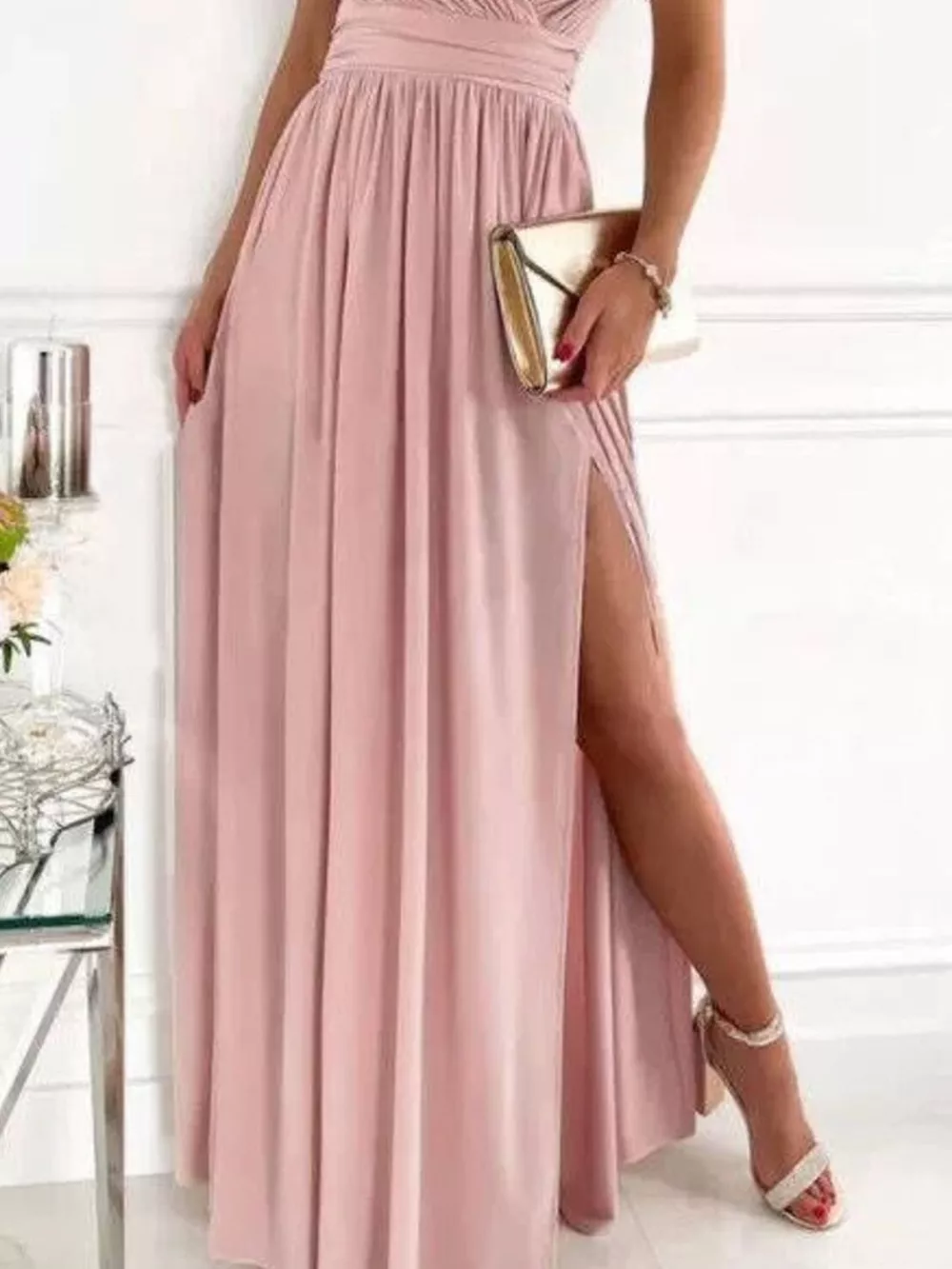 High Slit Lace Detail Maxi Dress, image 10