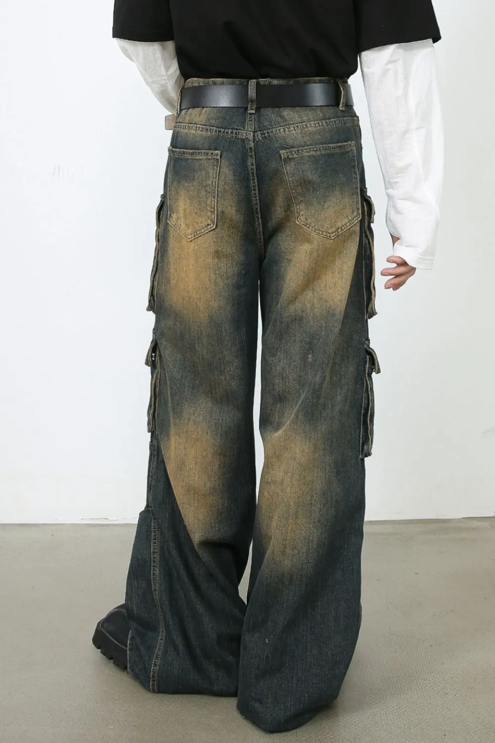 Men's Washed Wide Leg Jeans, image 4