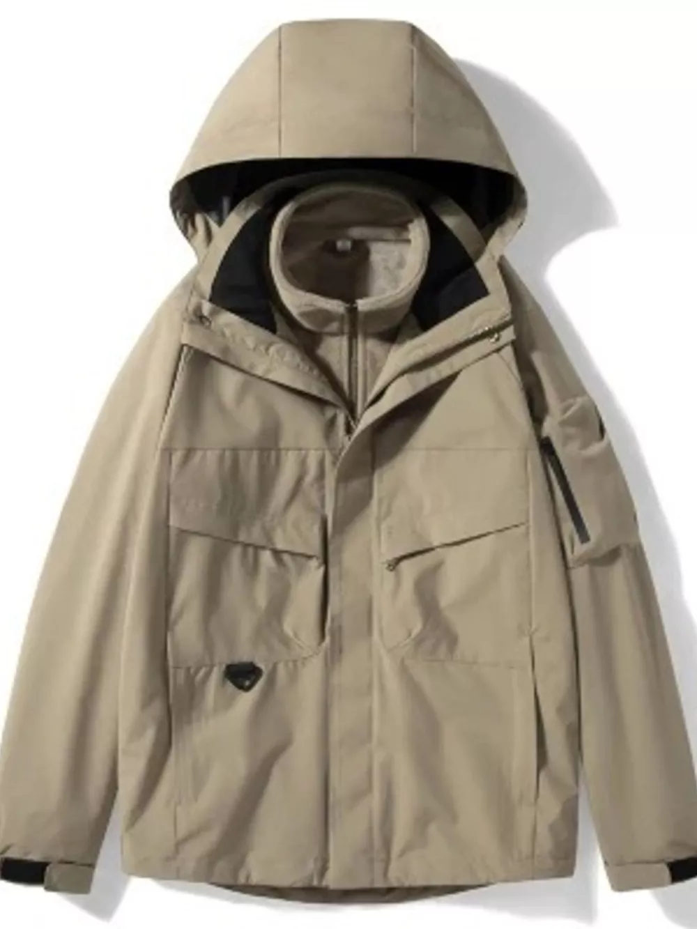 Men's Plus Size Zip Up Long Sleeve Hooded Jacket, image 5
