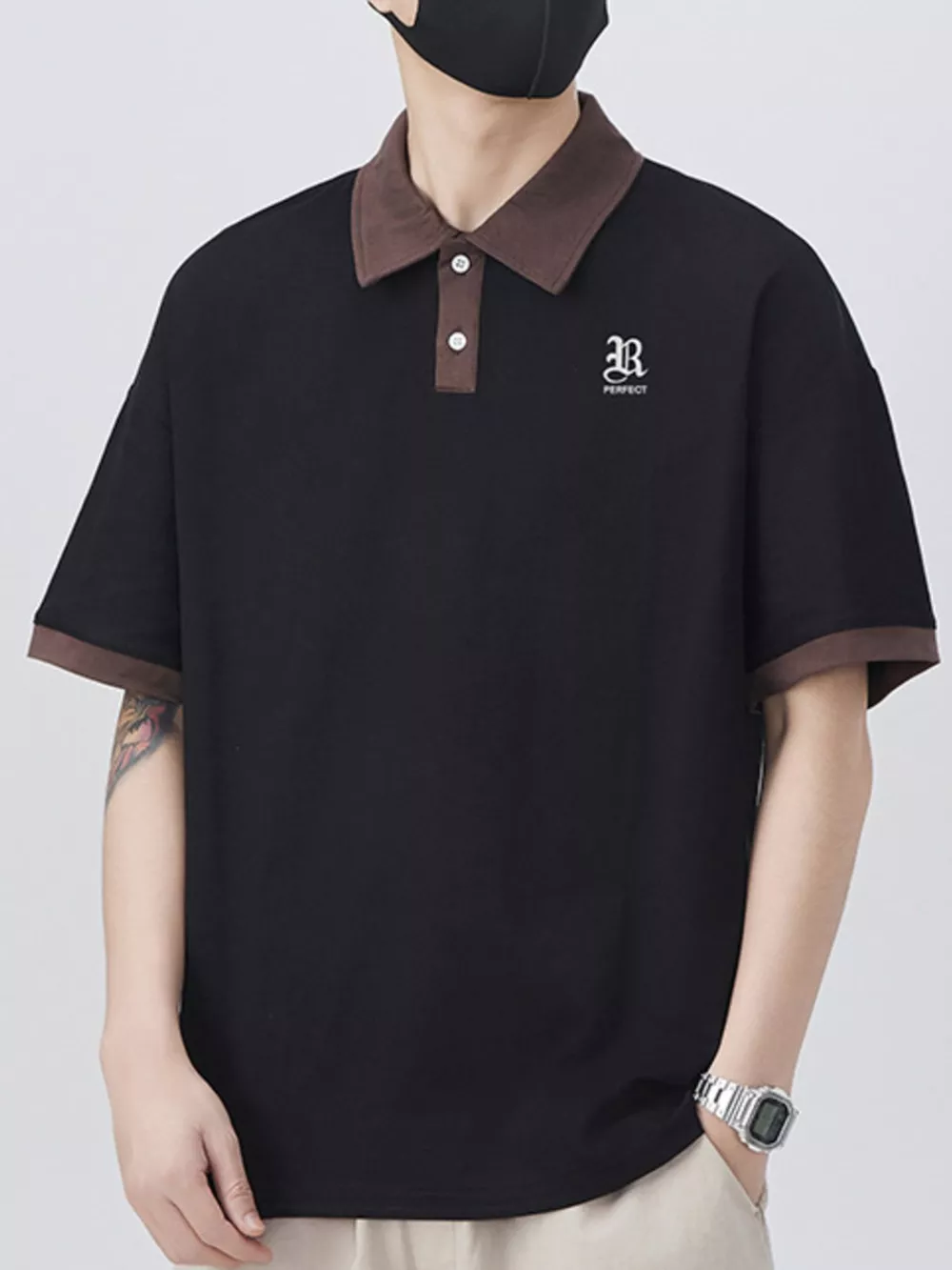 Men's Plus Size Button Detail Short Sleeve Polo, image 7