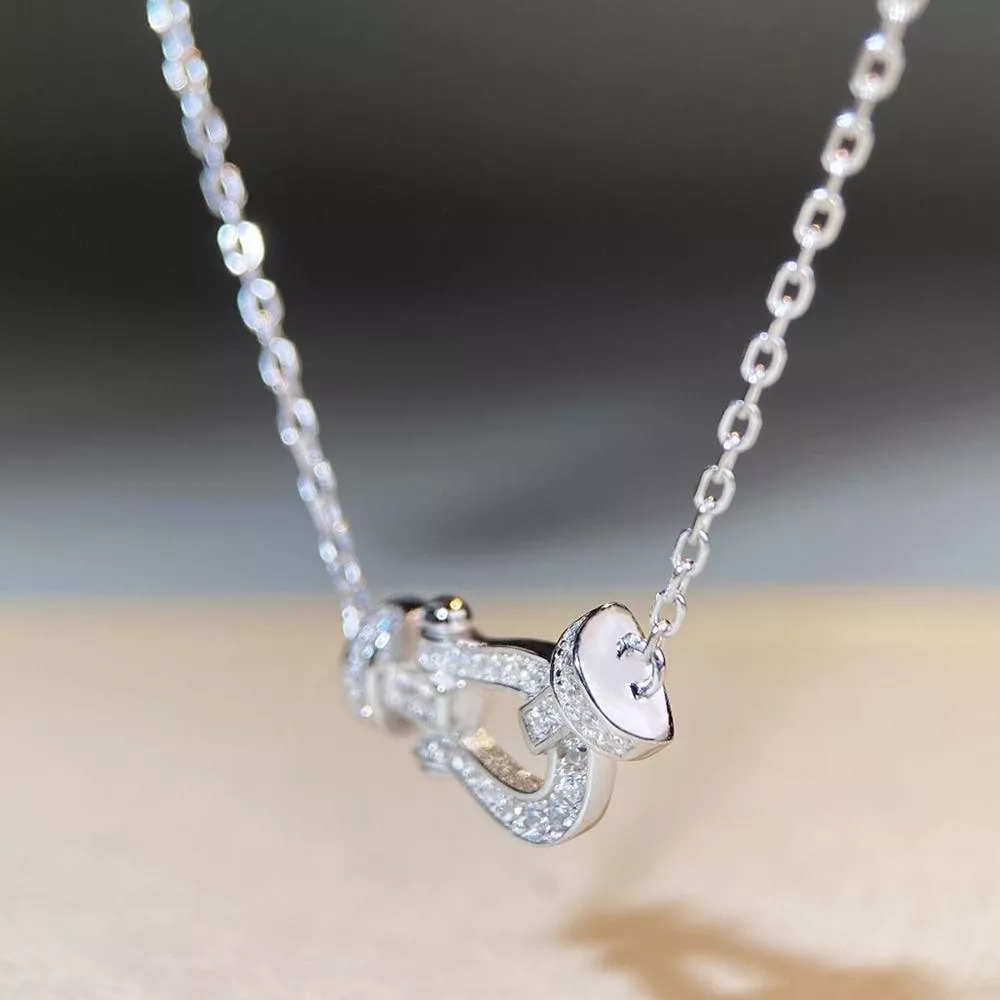 925 Sterling Silver Zircon Horseshoe Necklace, image 2