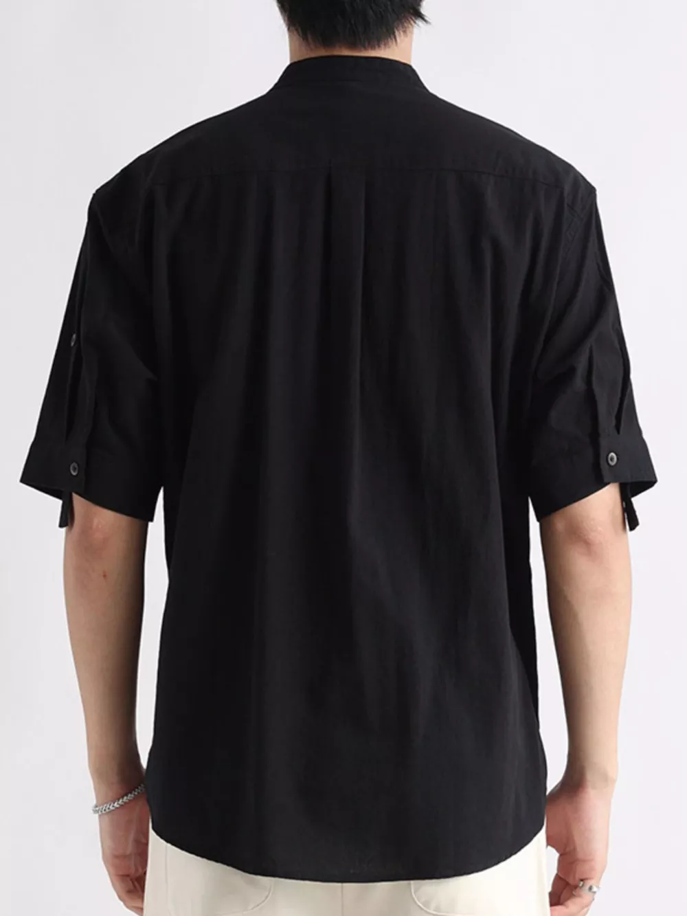 Men's Plus Size Button Detail Short Sleeve Blouse, image 8