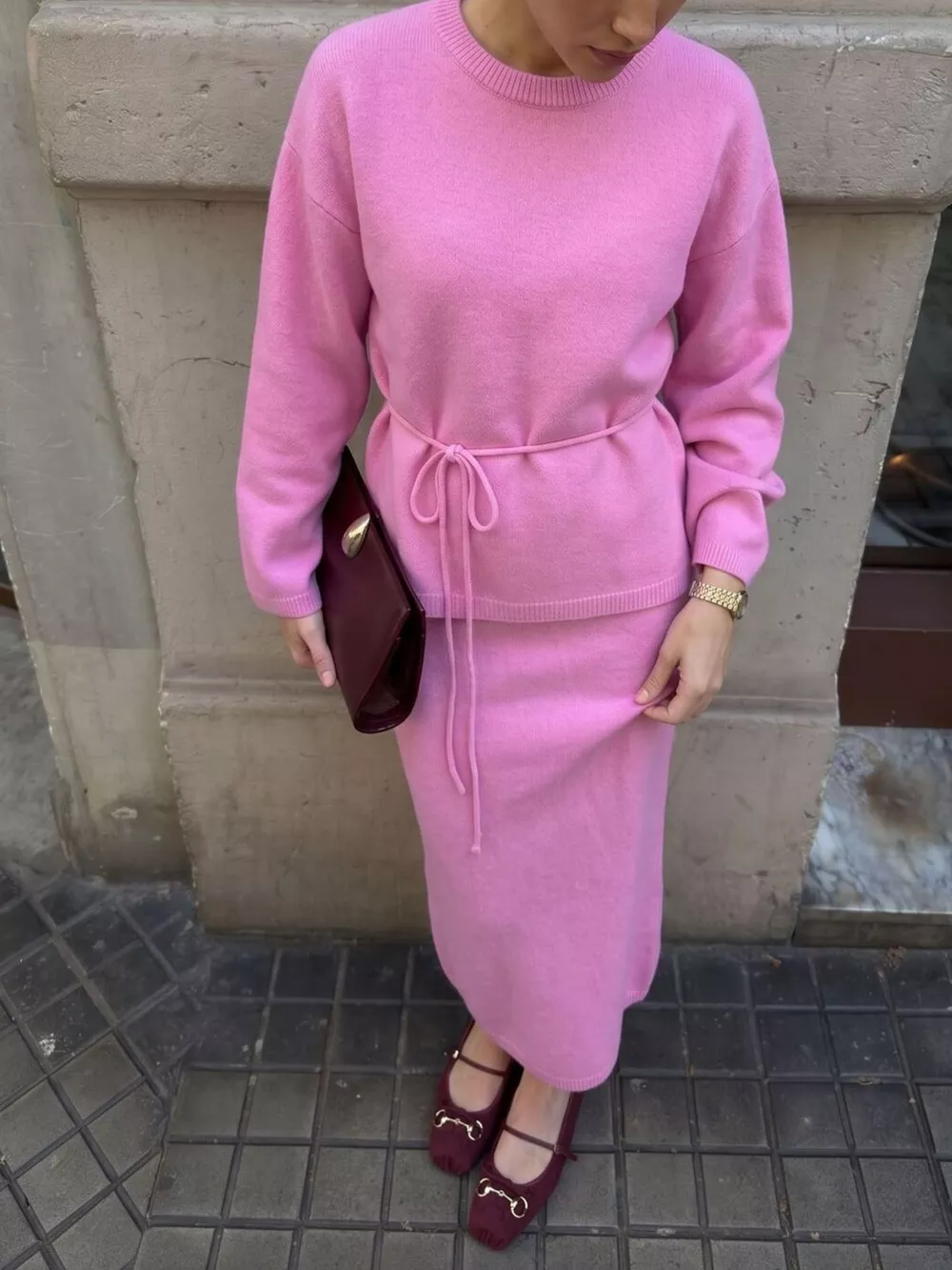 Waist-Tie Detail Sweater and Maxi Skirt Set, image 18