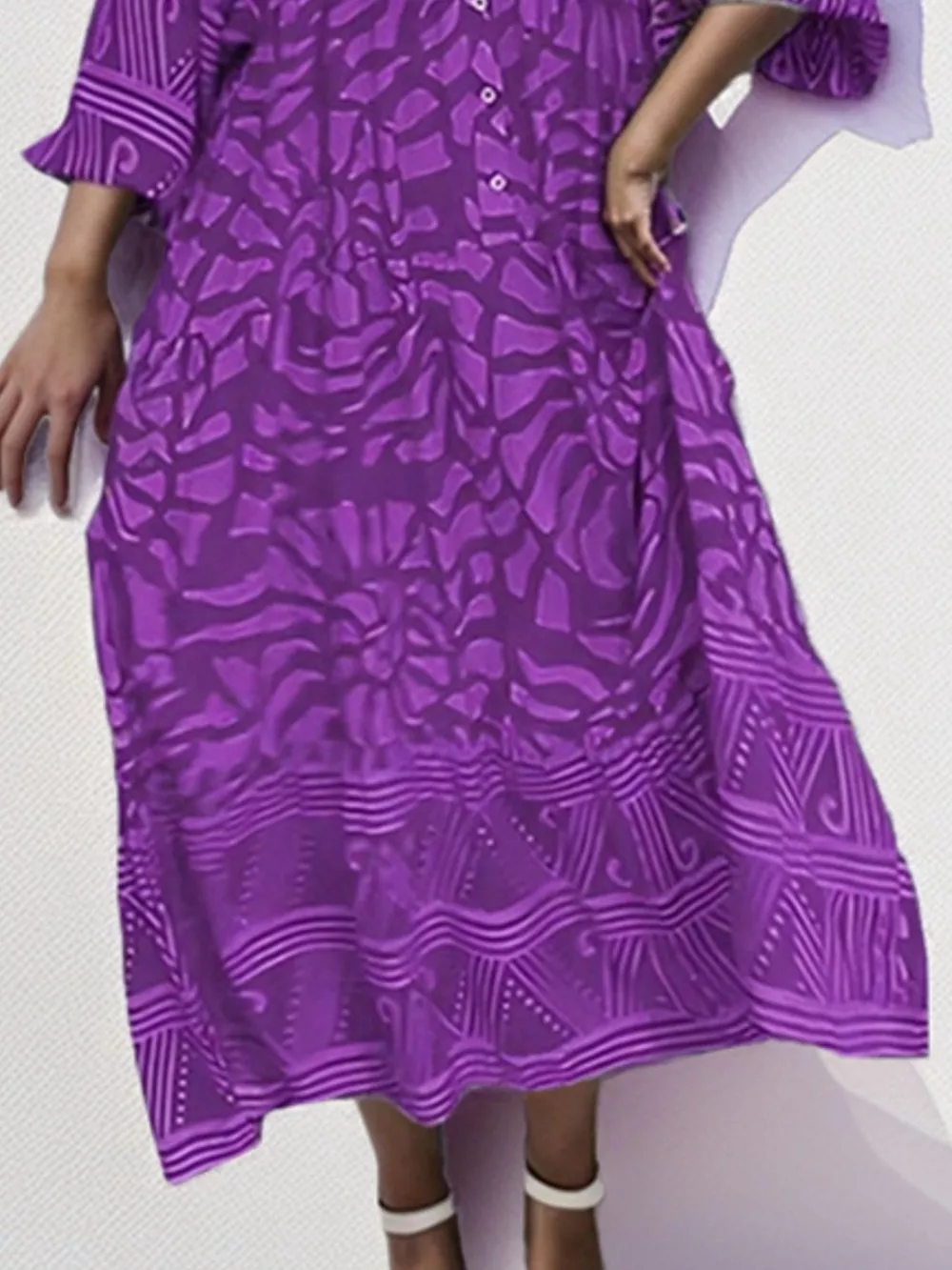 Printed Button Front Midi Dress, image 7