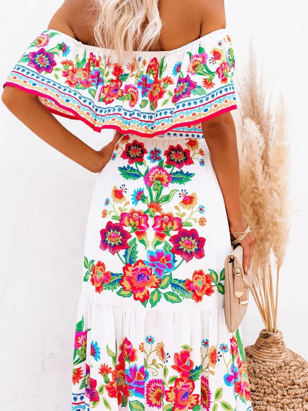 Floral Off Shoulder Ruffle Maxi Dress, image 11