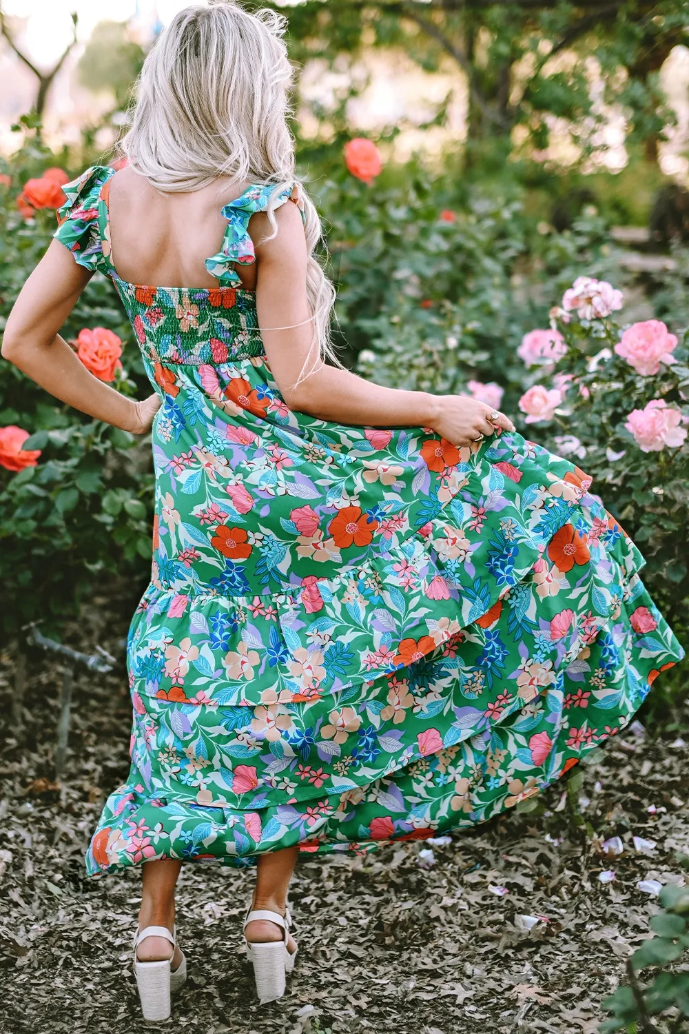 Tiered Ruffled Printed Sleeveless Dress, image 7