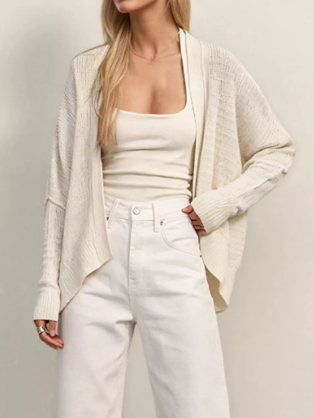 Open-Front Long Sleeve Knit Cardigan, image 10