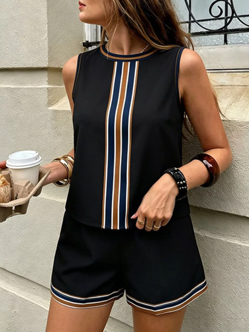 Striped Sleeveless Top and Shorts Set, image 11