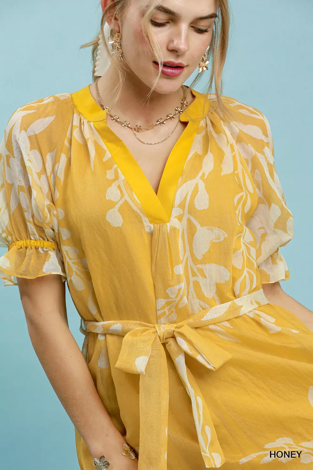 Floral Print Tie Waist Midi Dress with Side Pockets, image 5